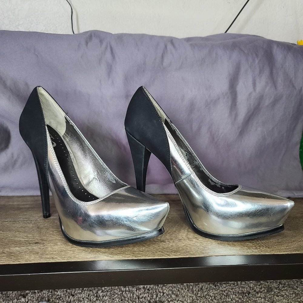 Silver and Black Circus Heels